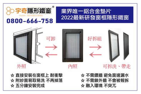 鐵窗封紗窗|2022宇奇最新研發窗框隱形鐵窗